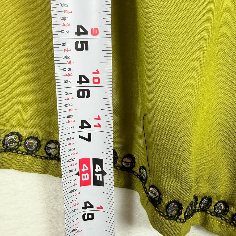 Boho Lime Green Embroidered Sequin Kimono Cardigan Festival Open Front OS - Picture 10 of 10